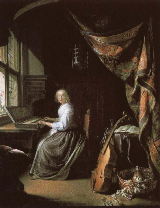 christian schubart a 17th century dutch painting by gerrit dou of woman at the clvichord. Sweden oil painting art